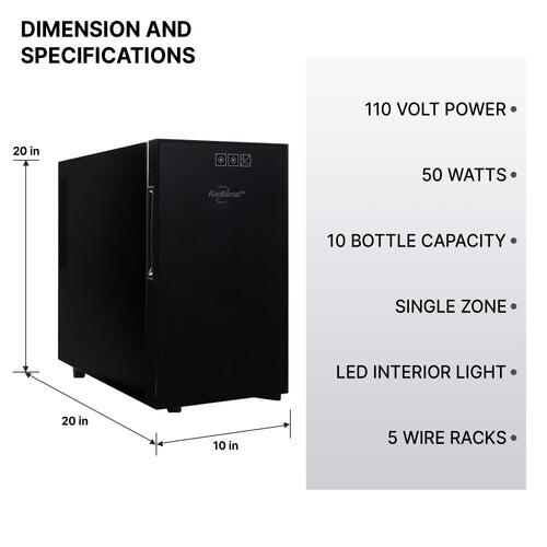 Koolatron KWT10BN Urban Series 10 Inch Black Wine Cooler