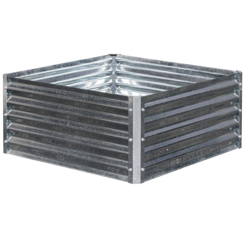 EarthMark Alto Series 40 in. x 40 in. x 17 in. Square Galvanized Metal Raised Garden Bed MGB-H043