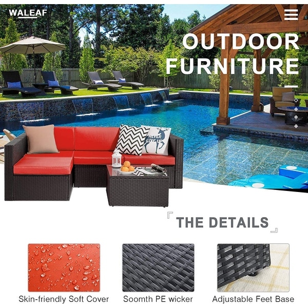 Bossin 5 Pieces Outdoor Patio Furniture Sets Patio Sofa，Outdoor Indoor Wicker Conversation Set with Table