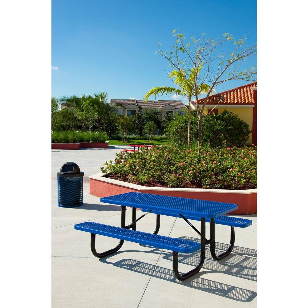 Ultra Play 8 ft. Diamond Blue Commercial Park Portable Rectangular Table PBK238-V8B