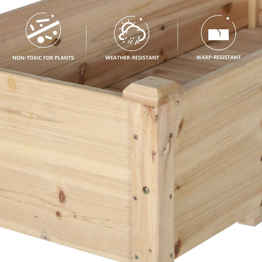 VEIKOUS 47 in. x 23 in. x 33 in. Wooden Raised Garden Bed with Lockable Wheels， Liner PG0102-02