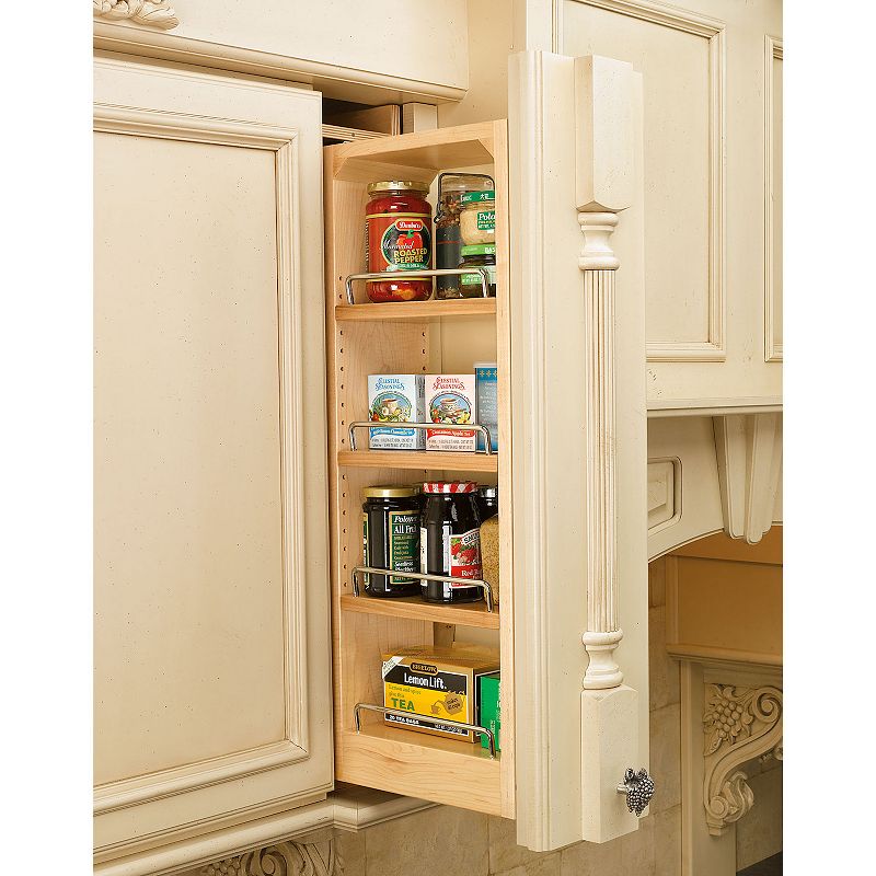 Rev-A-Shelf 6 Pull Out Wall Filler Cabinet Wooden Organizer， 432-WFBBSC30-6C