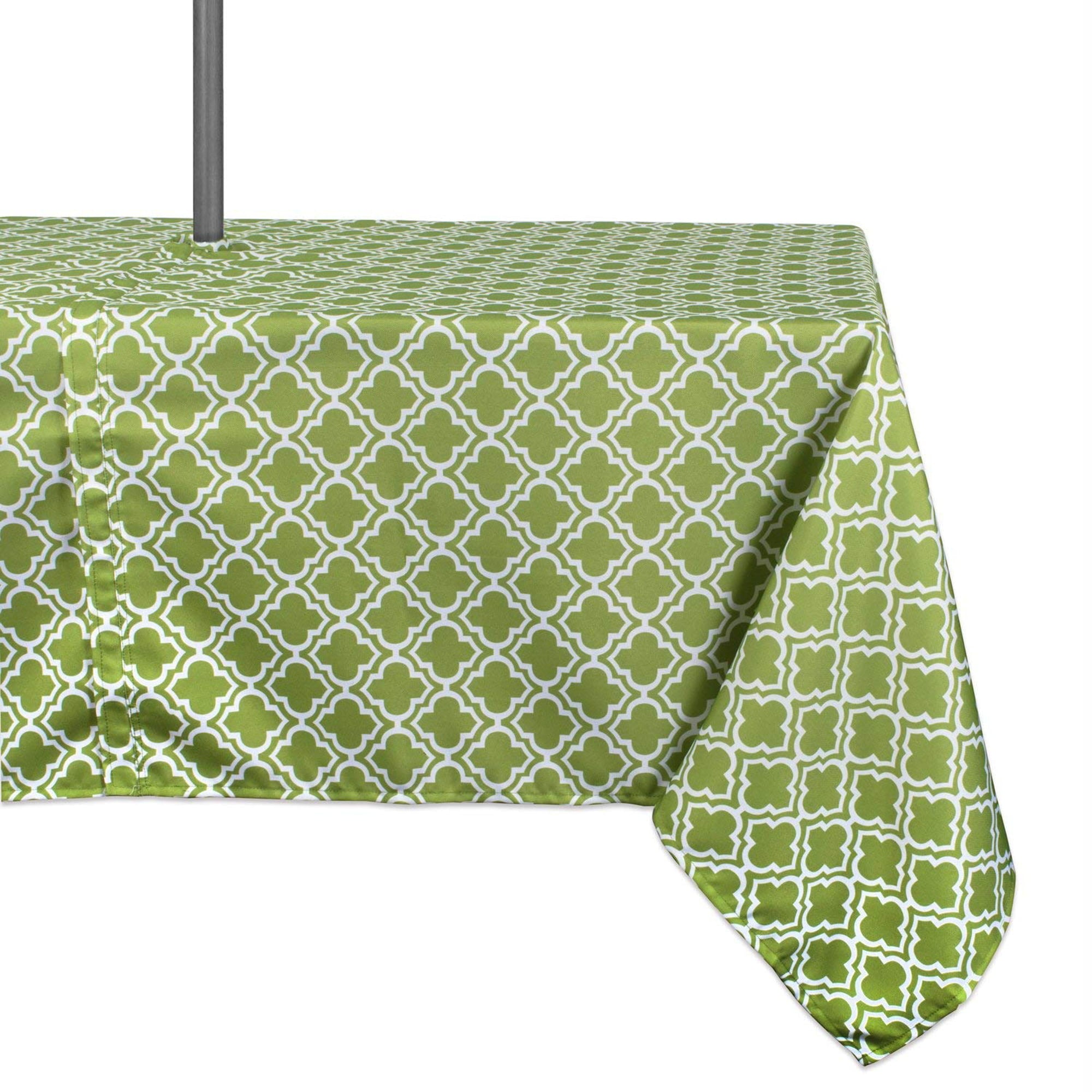 Design Imports Casual Rectangle Lattice Umbrella Outdoor Tablecloth, 120" x 60", 100% Polyester, Green