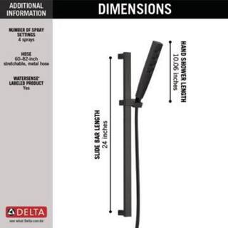 Delta 4-Spray Patterns 1.75 GPM 1.43 in. Wall Mount Handheld Shower Head with H2Okinetic in Matte Black 51140-BL