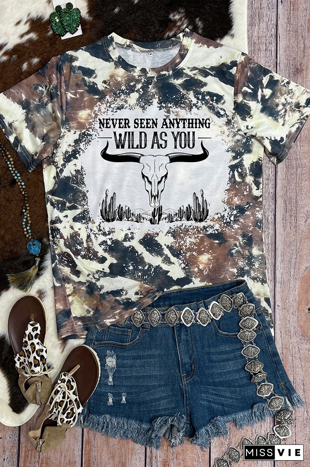 Wild As You Tie Dye Bleach Graphic Tee