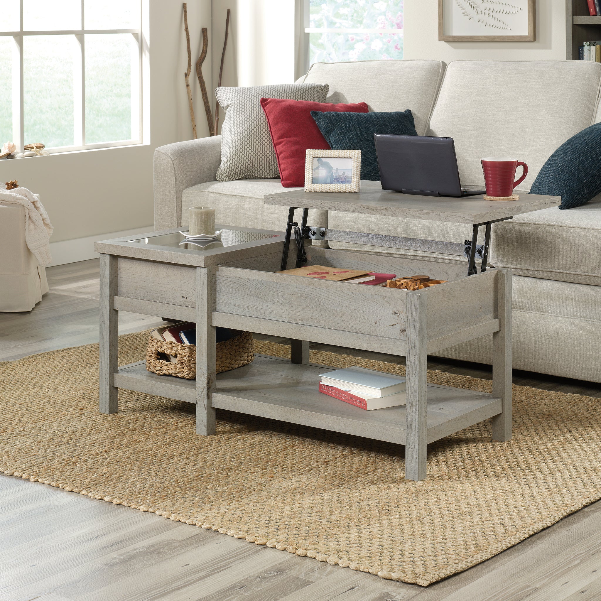 Sauder Cottage Road Lift-top Coffee Table, Mystic Oak Finish