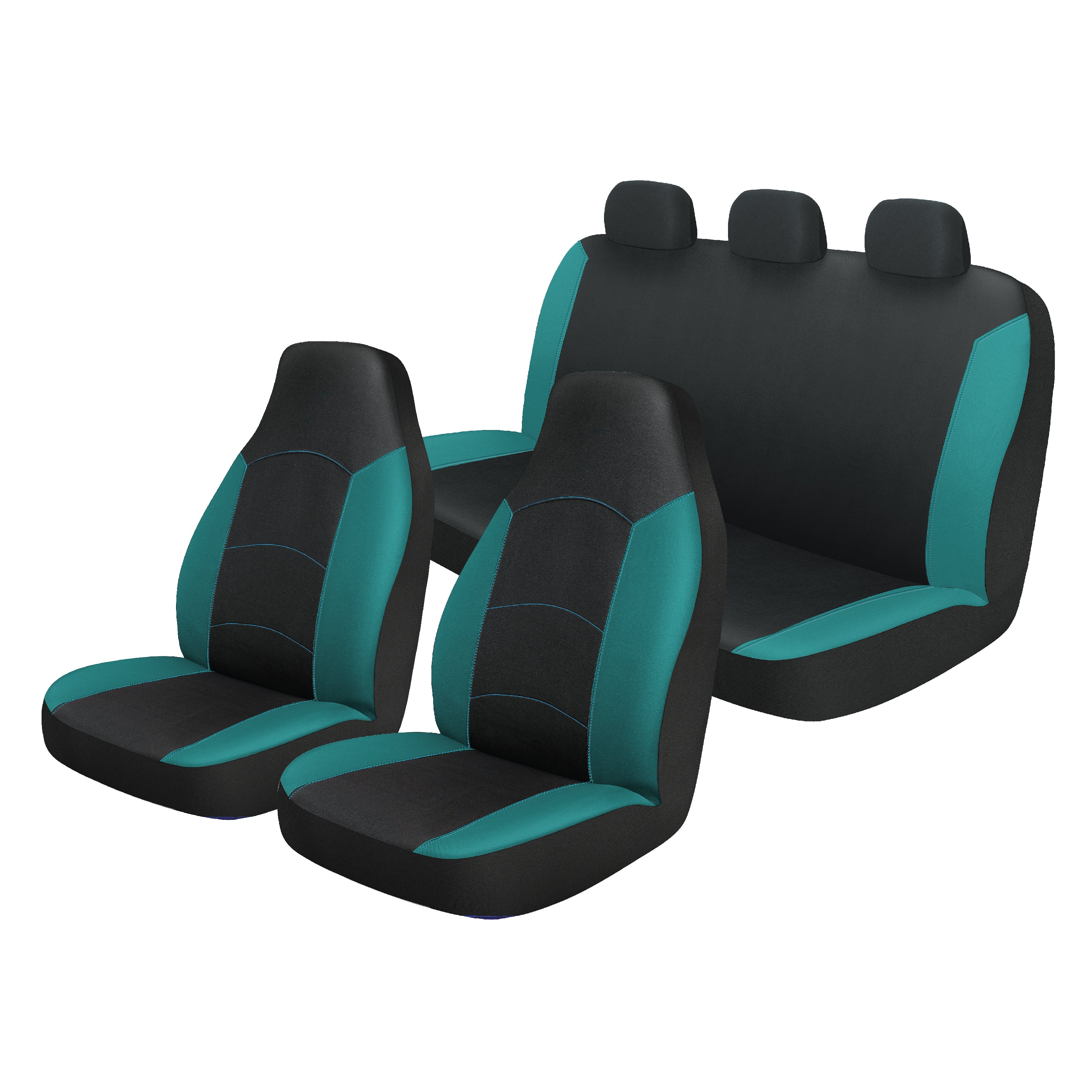 Auto Drive 3 Piece Polyester Front and Rear Bench Car Seat Cover Teal Blue， 806517