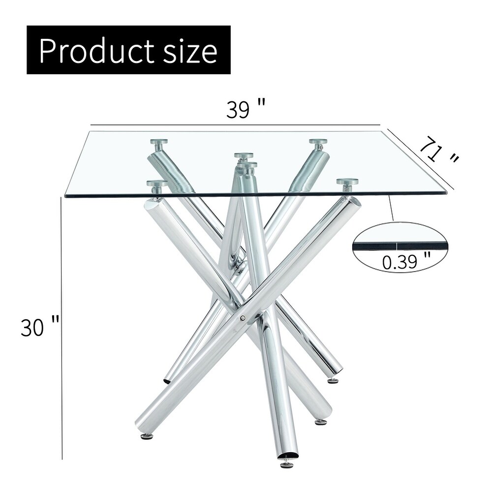 Large Modern Minimalist Rectangular Glass Dining Table   N/A