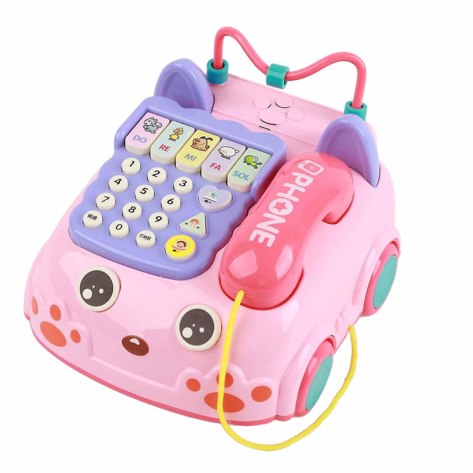 Toy Telephone Ordinary Battery Medium Telephone Simulation Educational Baby Telephone Toy Pink