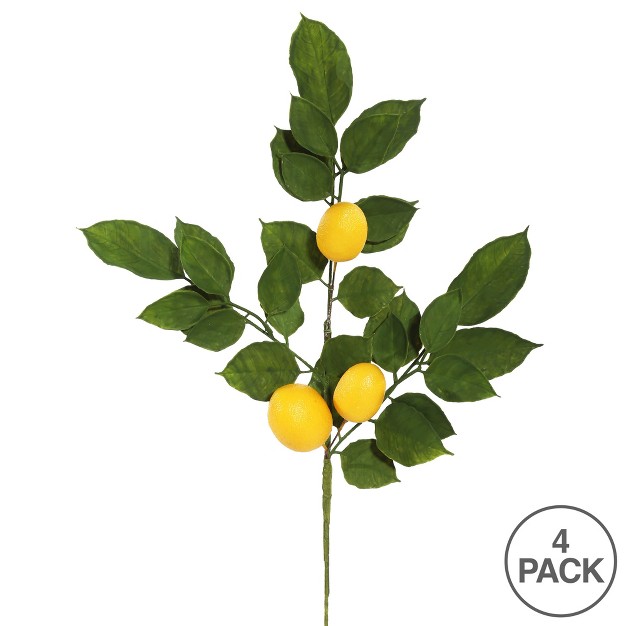 Artificial Green And Yellow Salal Leaf Lemon Sprays Pack Of 4