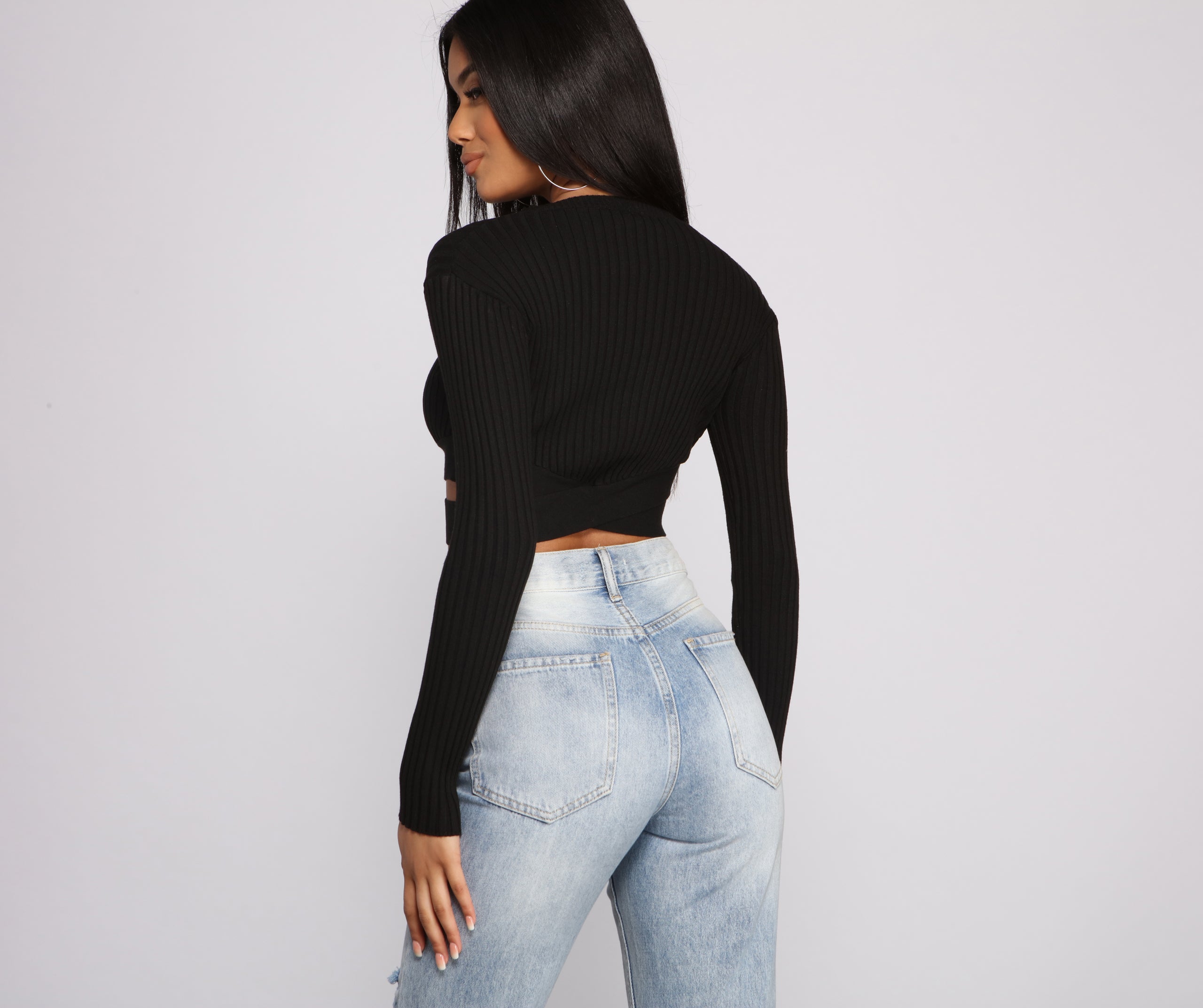 Trendy Girl Ribbed Knit Cropped Sweater