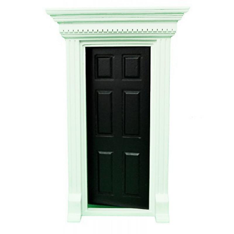 Dolls House Black Georgian Front Door With Dentil Detail 1:12 Scale