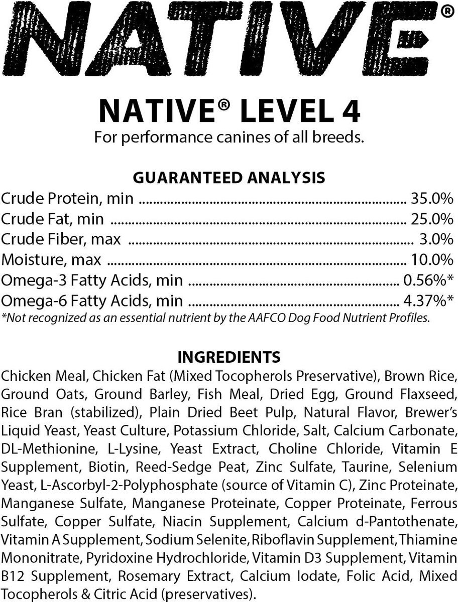 Blue Seal Native Level 4 Dry Dog Food， 40-lb bag