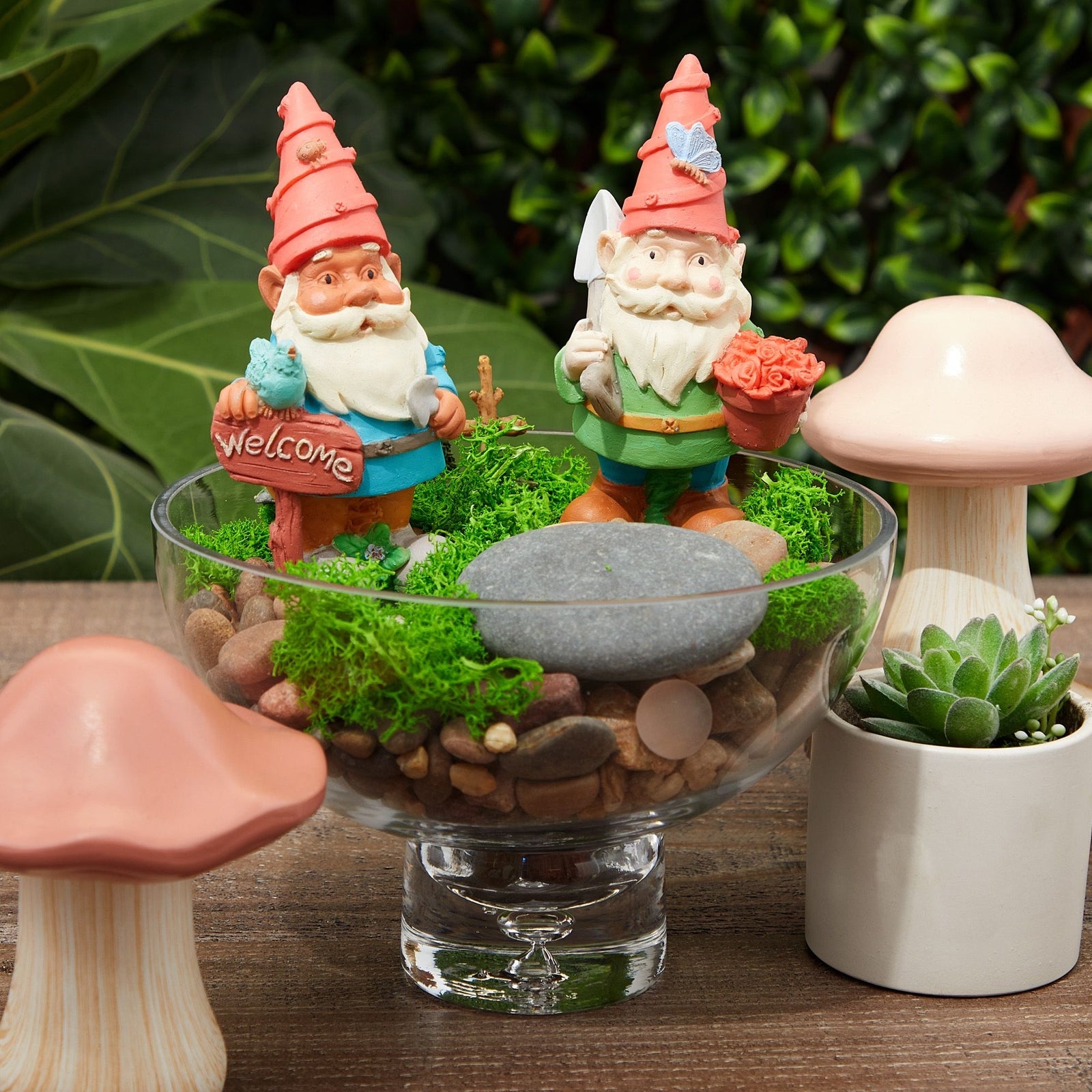 2-Pack Mini Paint Your Own Garden Gnome Statues, Blank Ceramics to Paint, Unpainted DIY Arts and Crafts Ceramic Figurines for Kids and Adults, Funny Lawn Decor, 5 in