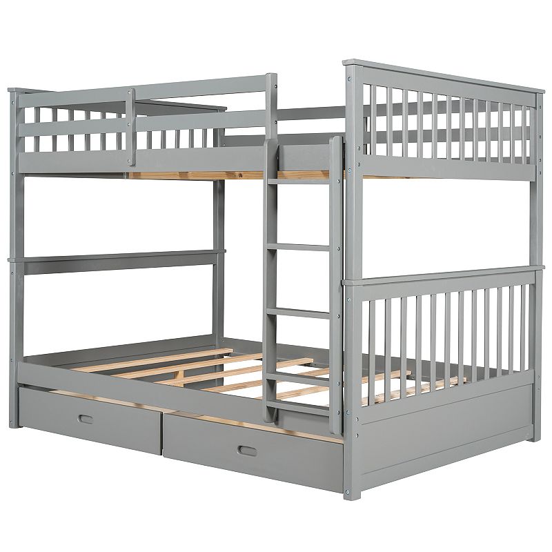 Merax Full Size Bunk Bed with Ladders and Two Storage Drawers