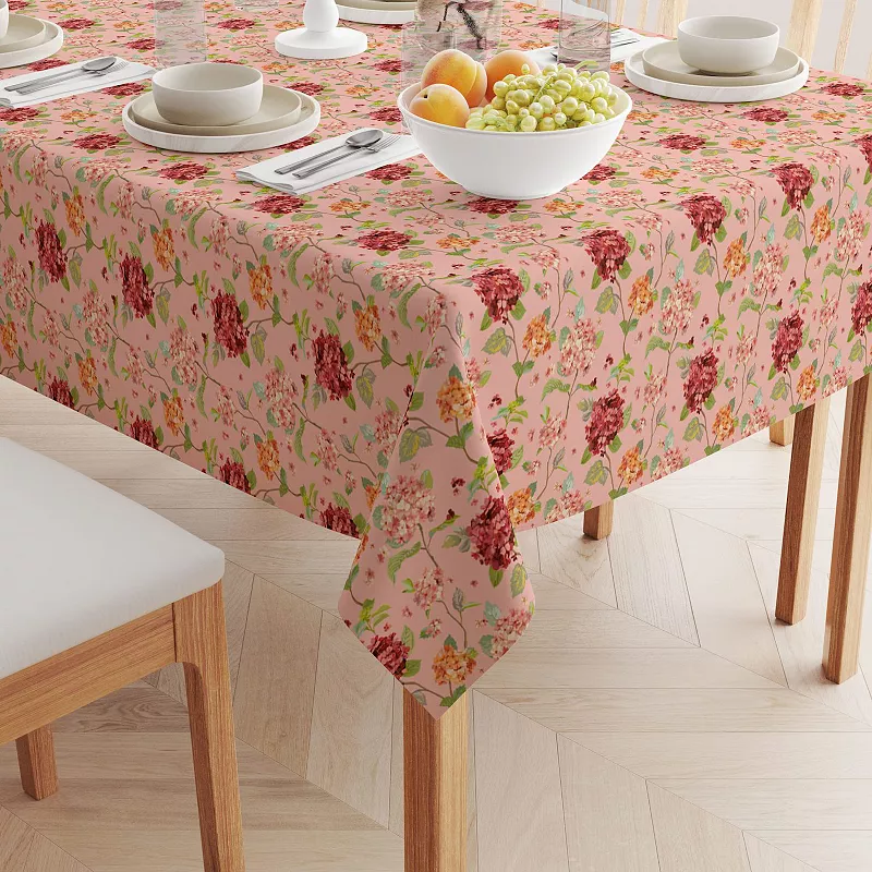 Square Tablecloth， 100% Polyester， 60x60， Hydrangea Blossom