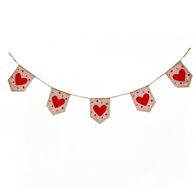 6 x27 Red Hearts And Dots Jute Garland National Tree Company