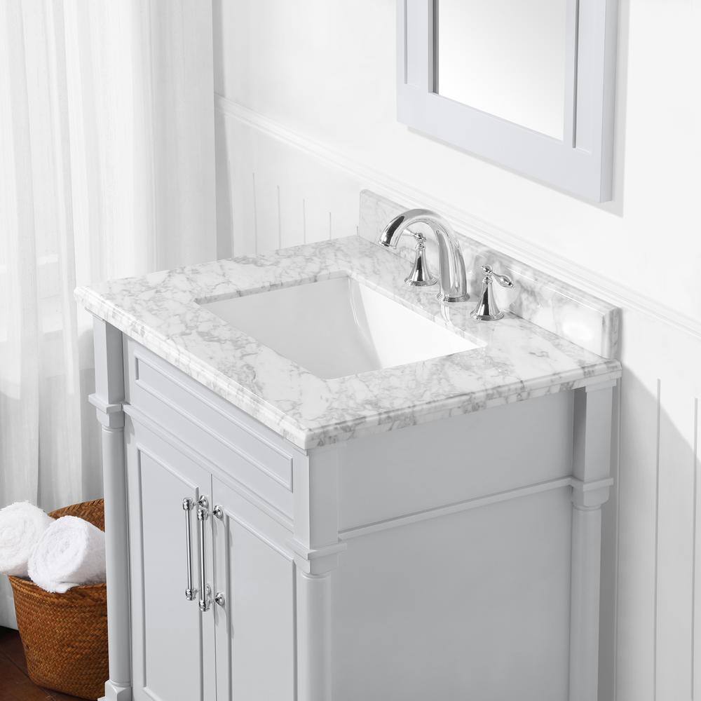 Home Decorators Collection Aberdeen 30 in. W x 22 in. D x 34.5 in. H Bath Vanity in Dove Gray with White Carrara Marble Top Aberdeen 30G