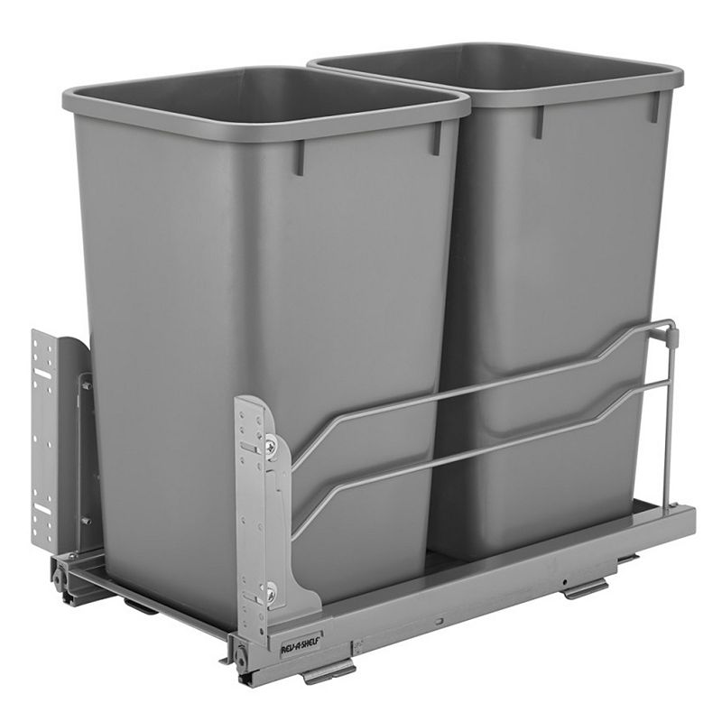 Rev-A-Shelf Double Pull Out Trash Can 27 Qt with Soft-Close， 53WC-1527SCDM-217