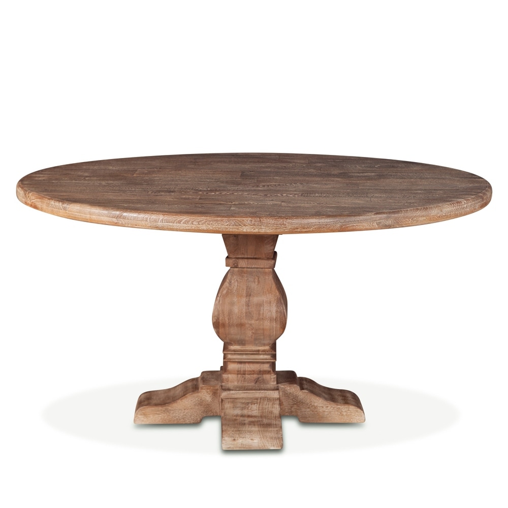 Mango Wood 54 Round Dining Table in Antique Oak