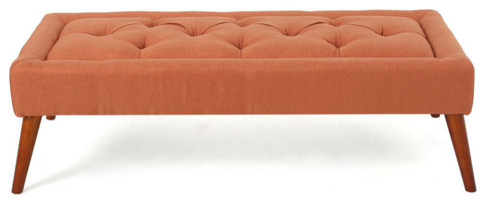 GDF Studio Pyram Mid Century Modern Ottoman Bench   Midcentury   Upholstered Benches   by GDFStudio  Houzz