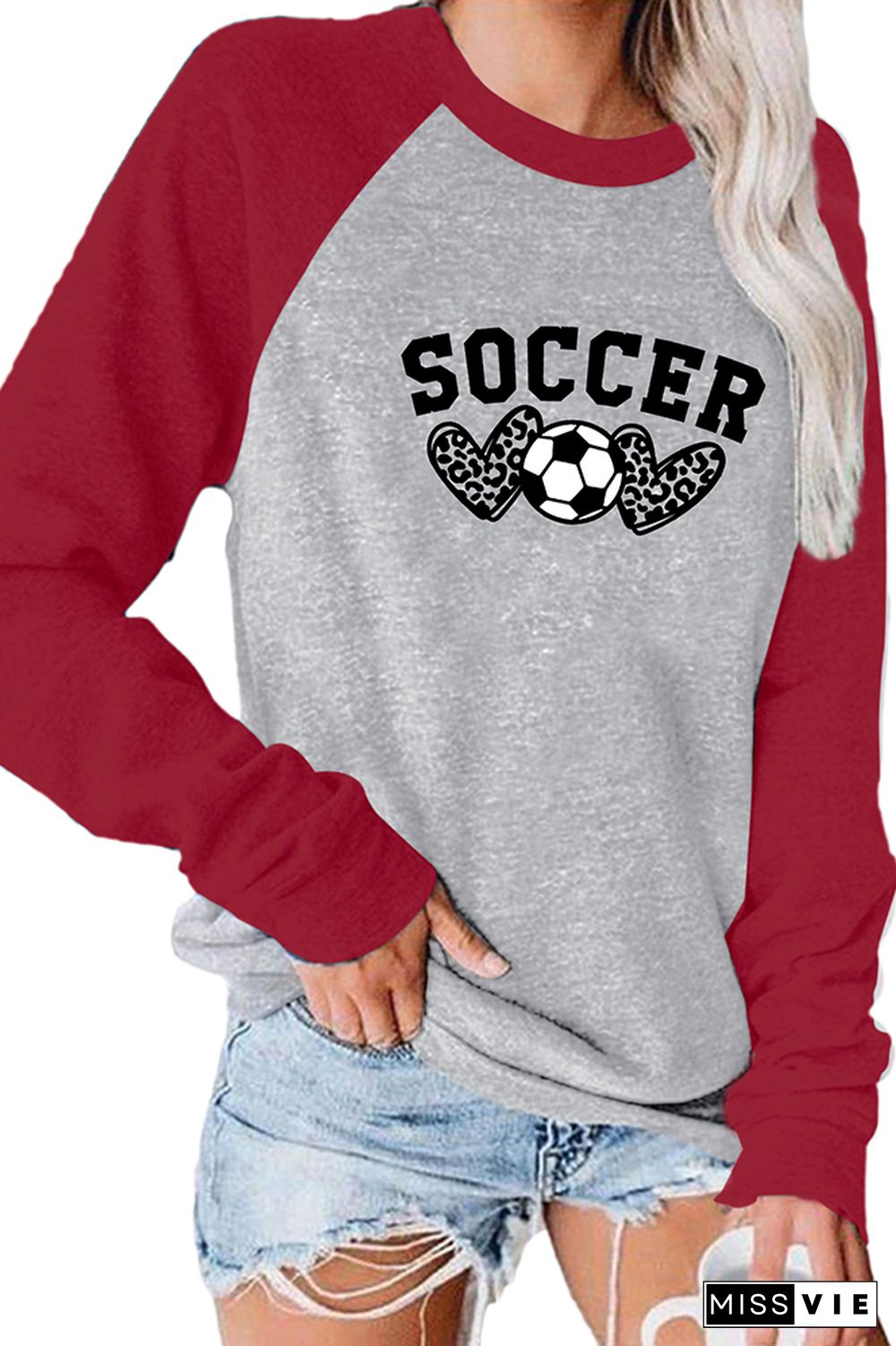 Soccer, Leopard Heart Graphic Tee Wholesale