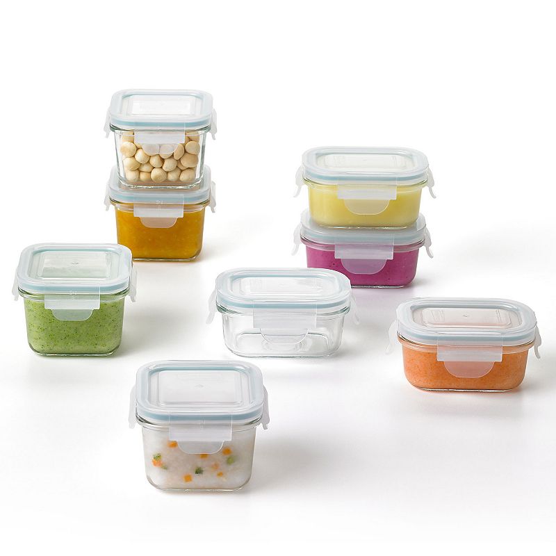 Glasslock Mini 5 and 7 Ounce Tempered Glass Food Storage Container Set， 8 Pieces