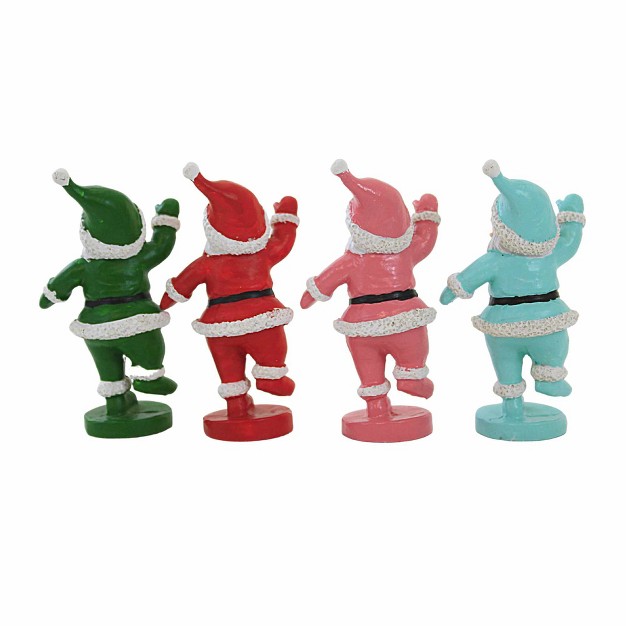 Transpac Dancing Santa Figurines Four Santa Figurines 4 0 Inches Christmas Traditional Retro Tc01663 Polyresin Multicolored