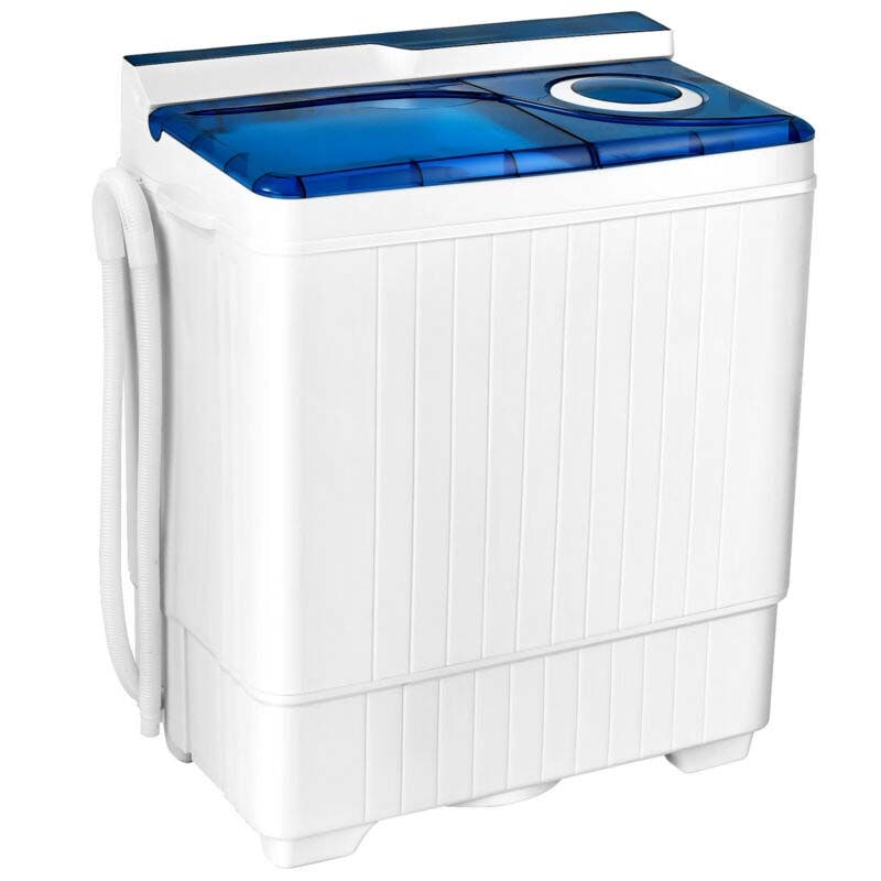 26 LBS Portable Washing Machine with Drain Pump, 2-in-1 Twin Tub Top Load Washer Dryer Combo for RV Apartment