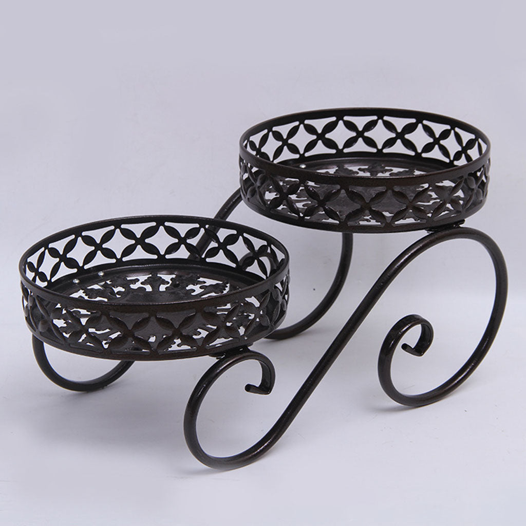 Flower Pot Stand Durable Double Layer Plant Pot Holder Plant Rack Holder for Garden Balcony Courtyard Bronze