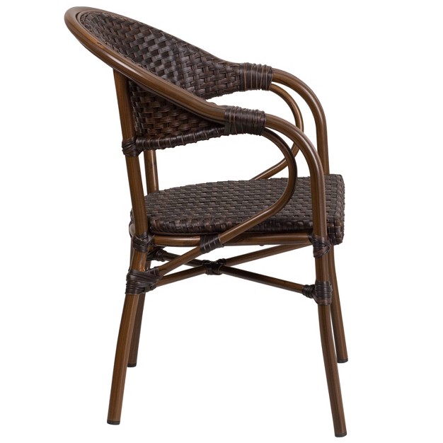 Flash Furniture Milano Series Rattan Restaurant Patio Chair With Bamboo aluminum Frame