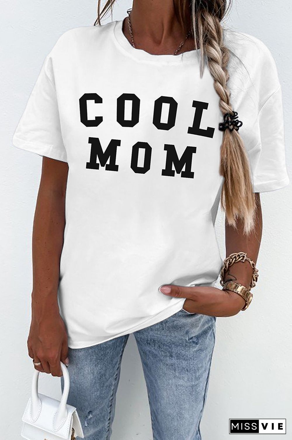 COOL MOM Print Graphic Tees for Women Wholesale Short Sleeve T shirts Top