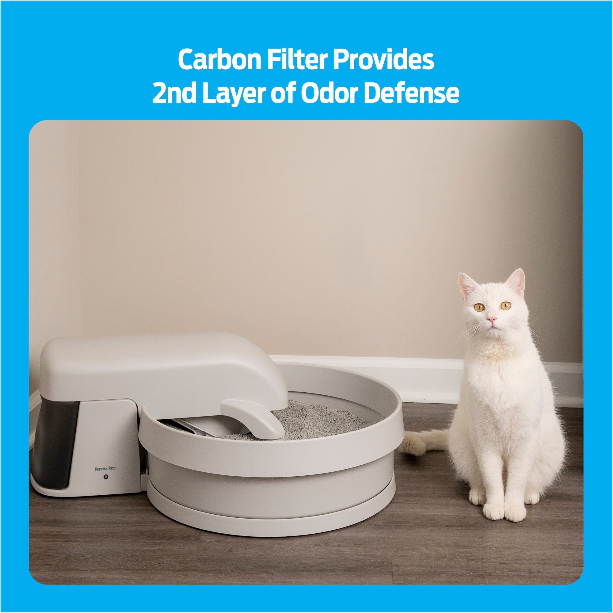 Premier Pet Auto-Clean Litter Box System: Self-Cleaning Litter System， No More Scooping， Auto-Cleans Every 30 Minutes， Superior Odor Control， Works with Any Clumping Clay Litter