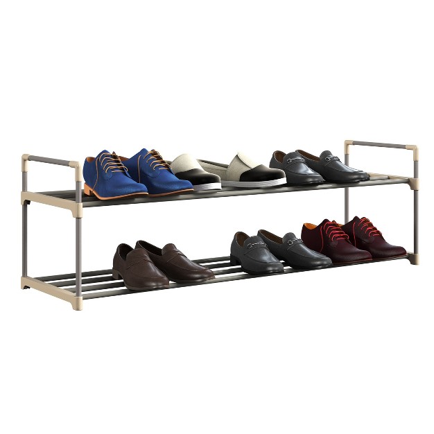 Hastings Home 12 pair Freestanding 2 tier Shoe Storage Rack Black