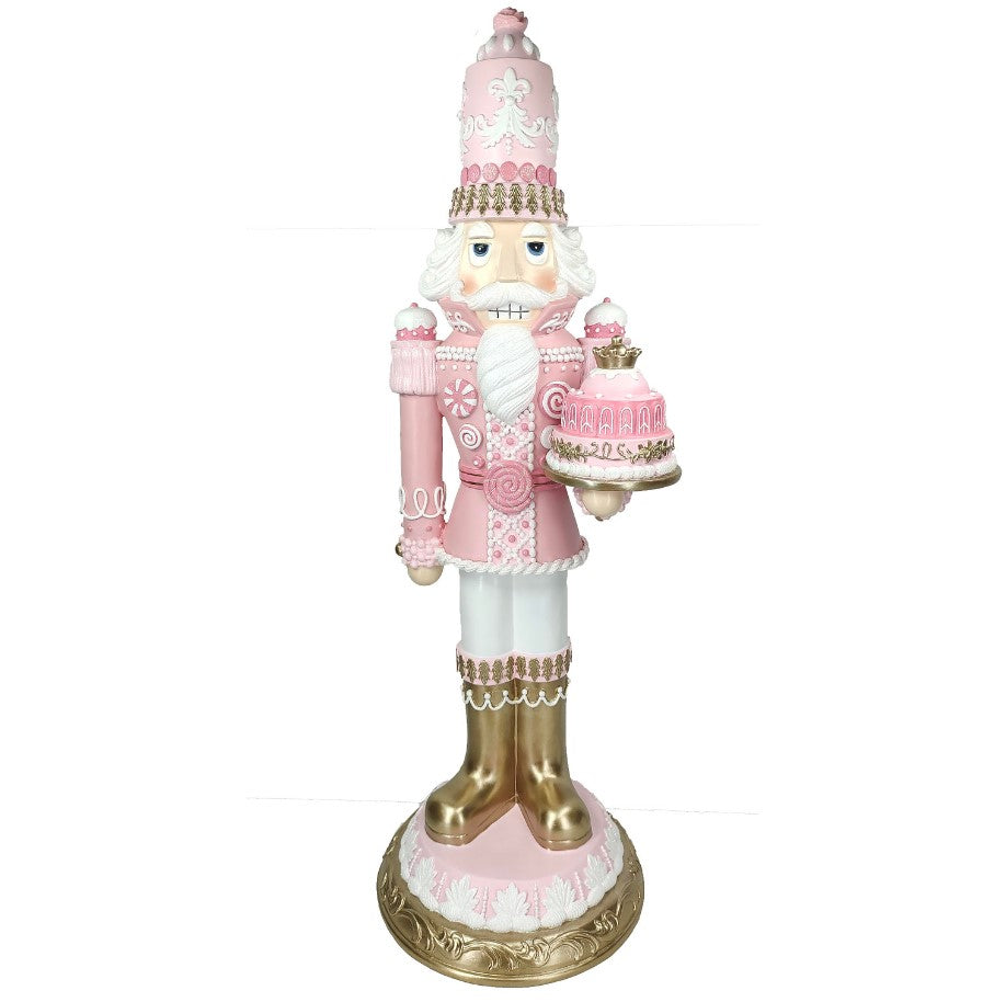 2.5 FT Pink & Gold Nutcracker With Cake