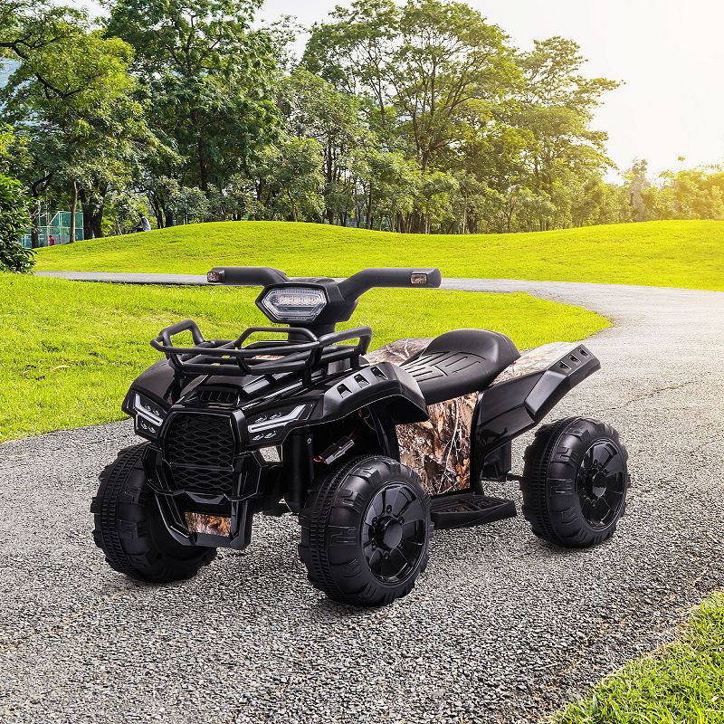 Aosom Kids Ride on ATV Four Wheeler Car with Real Working Headlights 6V Battery Powered Motorcycle for 18 36 Months Black