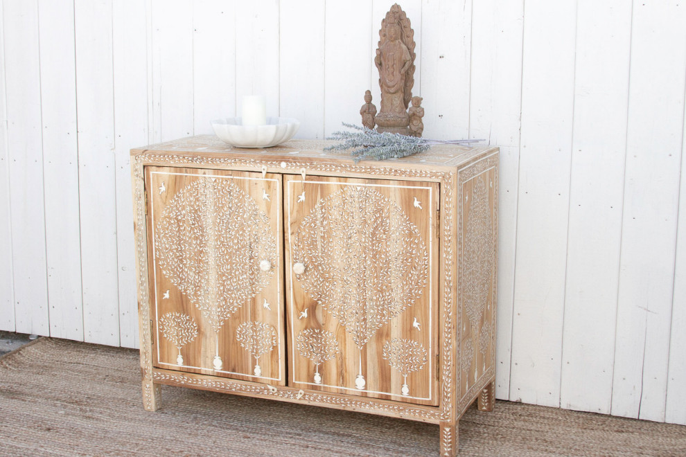 Finely Inlay Tree of Life Teak Buffet   Mediterranean   Accent Chests And Cabinets   by De cor  Houzz