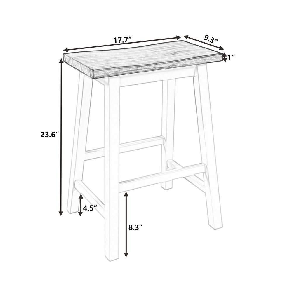 Set of 2 Counter Height Bistro Dining Stools  Rubber Wood Bar Stools with Footrests for Kitchens and Dining Rooms