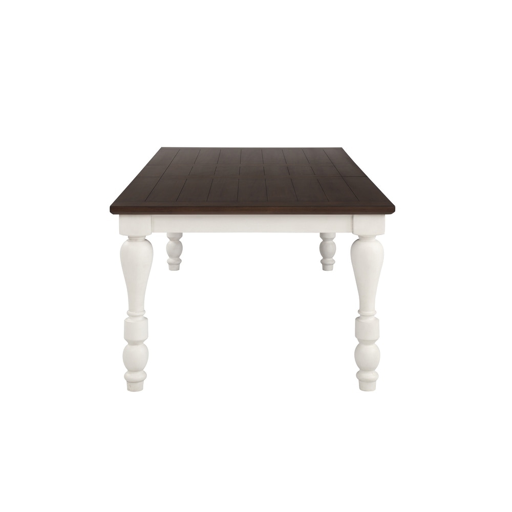 Bridgeview Dark Cocoa and White Dining Table with Leaf Extension