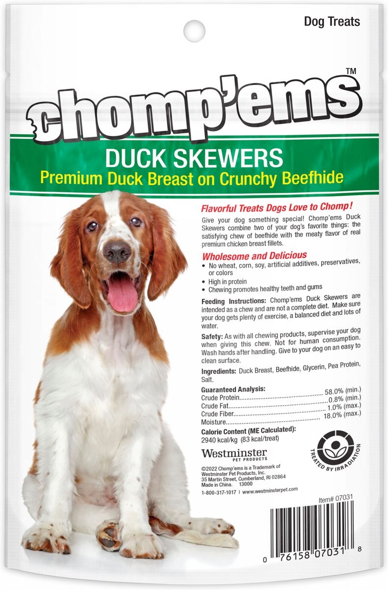 RUFFIN' IT Chomp'ems Duck Skewers Jerky Dog Treats