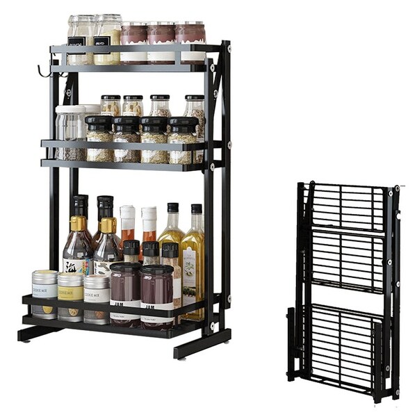 3 Tier Foldable Spice Rack Free standing Counter Shelf