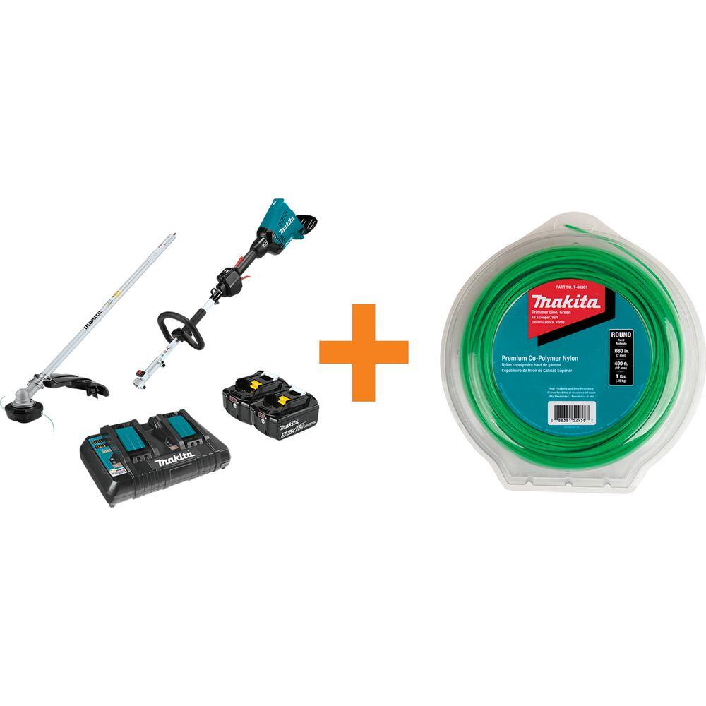 Makita 18V X2 (36V) LXT Brushless Couple Shaft Power Head Kit with Trimmer Attachment with Bonus Round Trimmer Line XUX01M5PTT03361