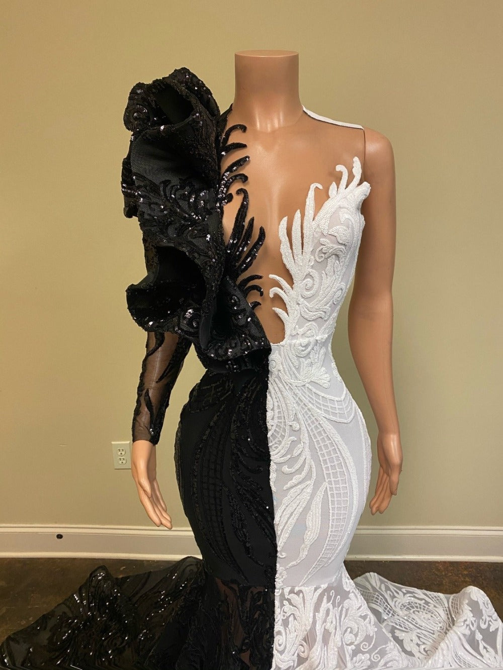 Mix Color Mermaid Prom Dress Sequins Long