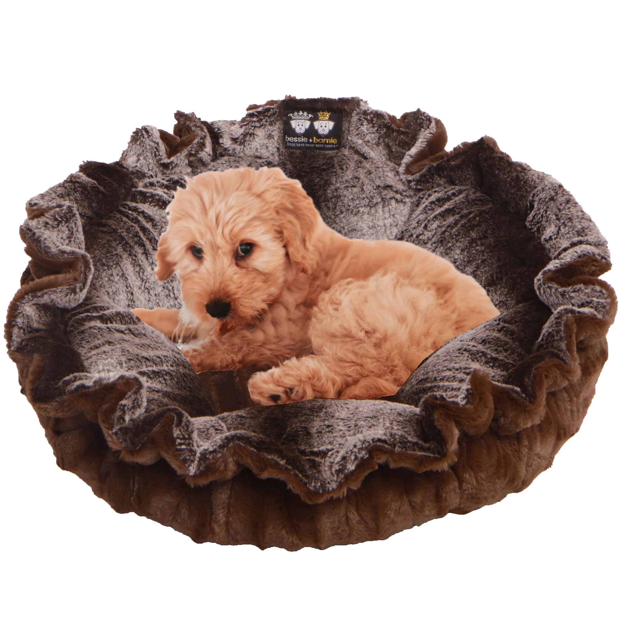 Bessie  Barnie Ultra Plush Deluxe Frosted Willow Godiva Brown Pet Cuddle Pod Cat Bed， 30