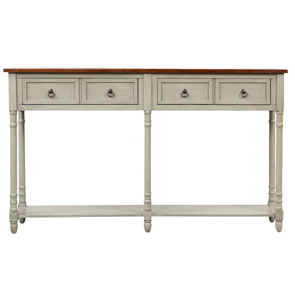 Emily Console Table with Drawers and Shelf in Antique Grey   57.9\