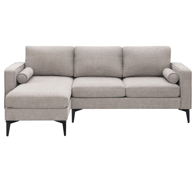 Convertible Chenille Fabric Sectional Sofa with Chaise and Pillows