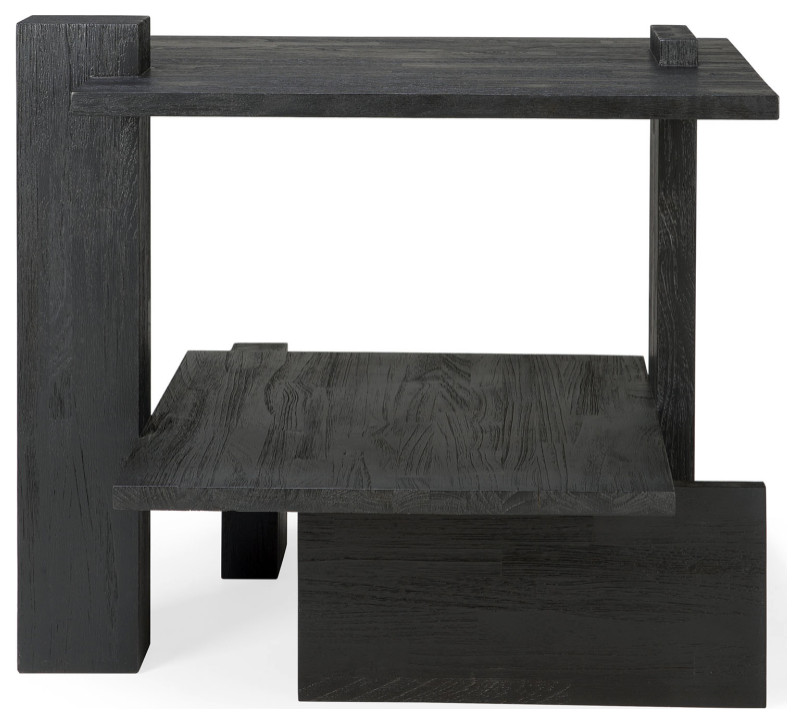 Black Teak Architectural Side Table  OROA Abstract   Transitional   Side Tables And End Tables   by Oroa   Distinctive Furniture  Houzz