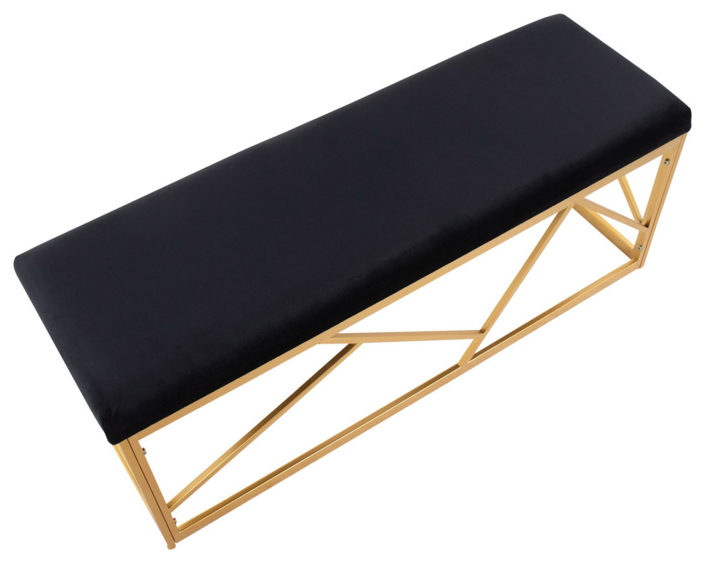 Folia Metal Bench   Contemporary   Upholstered Benches   by LumiSource  Houzz