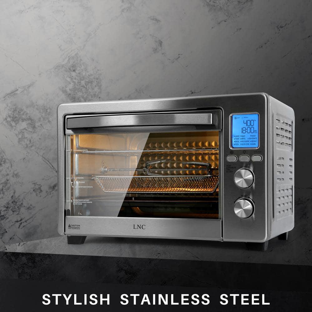 LNC 131Cuft Large Capacity 6Slice Stainless Steel Multifunctional Digital Toaster Oven with 12Cook Modes