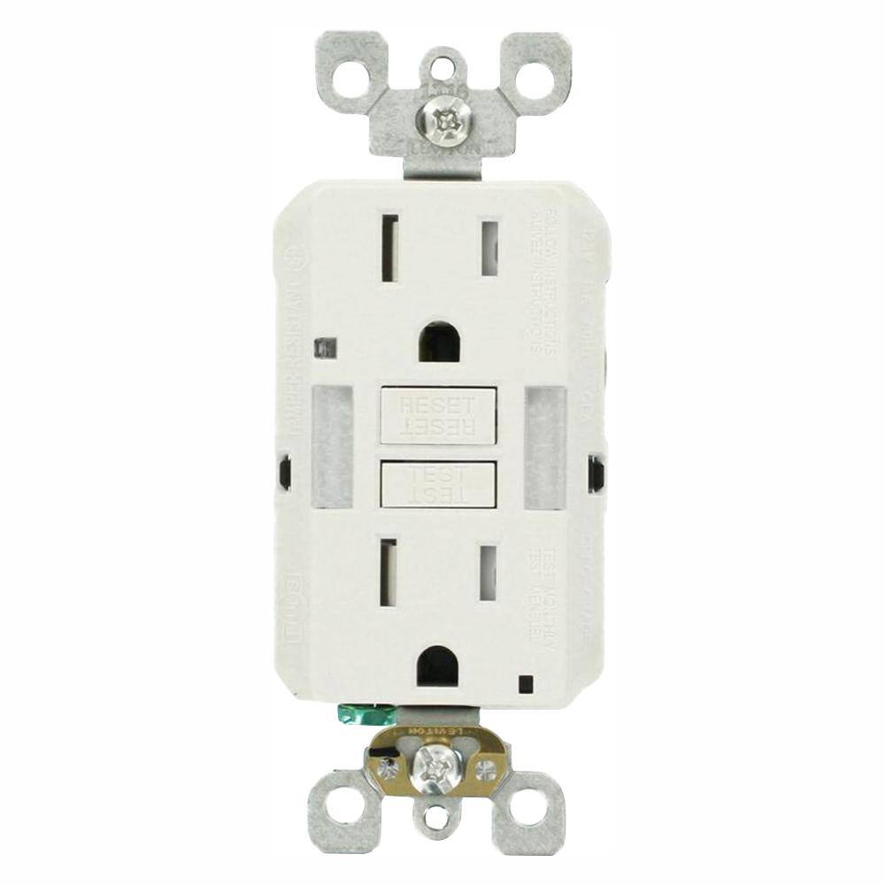 Leviton 15 Amp Self-Test SmartlockPro Combo Duplex Guide Light and Tamper Resistant GFCI Outlet White (3-Pack) VW3-GFNL1-HW3